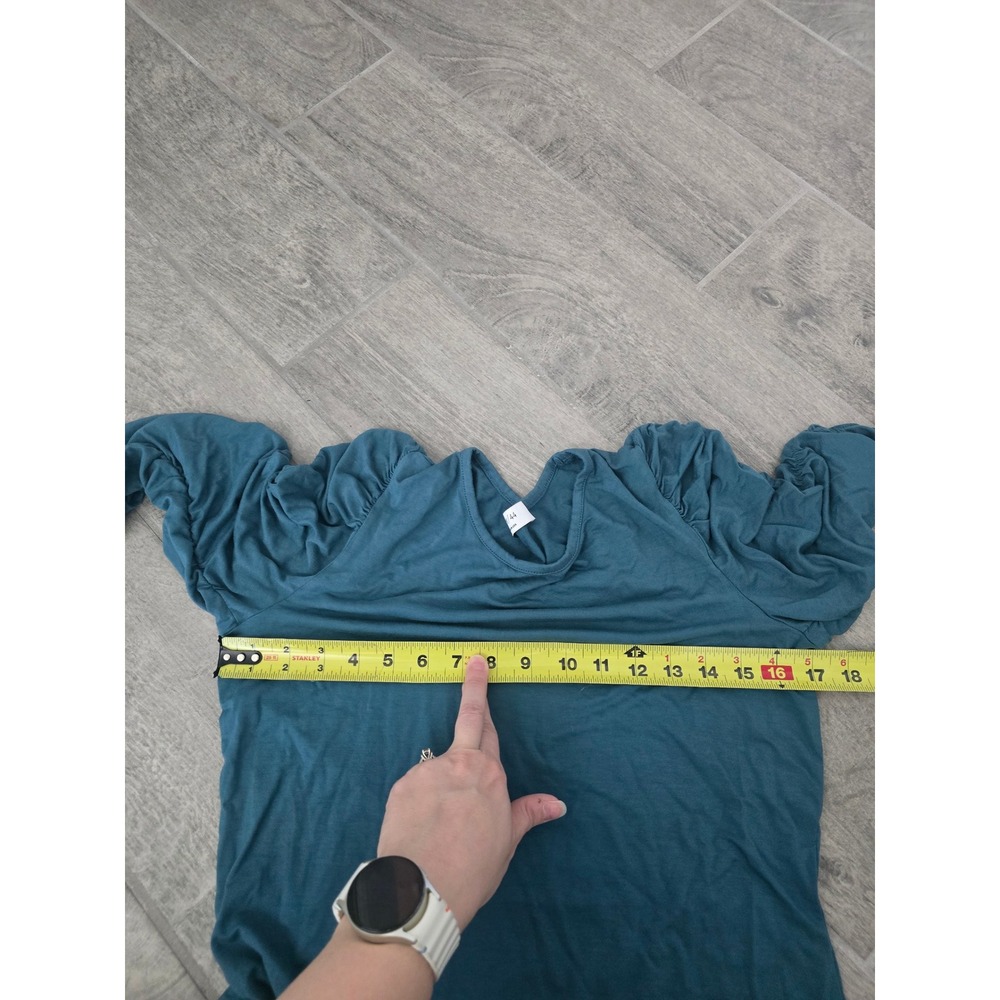 BAILEY 44 Teal Ruched Sleeve Top Made in USA Women's Size Large Soft Stretchy‎ - Picture 4 of 6
